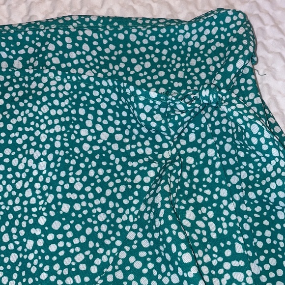 Y2K Mini Wrap Skirt Green Floral Print Ruffle Side Zipper - Picture 2 of 3